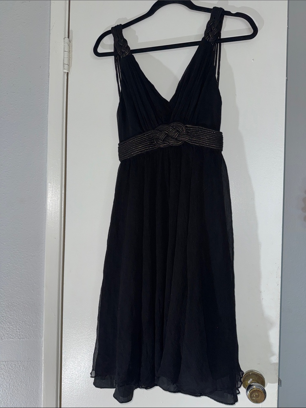 BCBGMaxAzria Black Midi Dress with Braided Accent